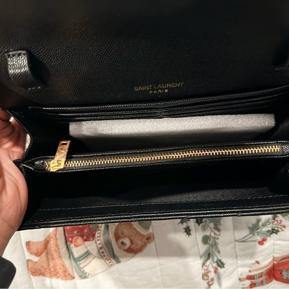 Yves Saint Laurent Black Quilted Clutch with Gold Logo - Picture 5 of 8